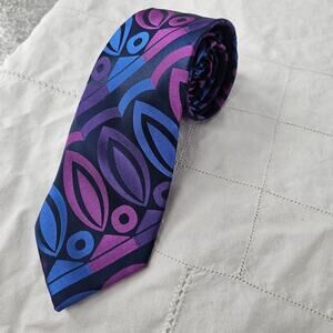 Verse 9 Silk Designs Blue Purple Geometric Career Business Office Men’s Neck Tie
